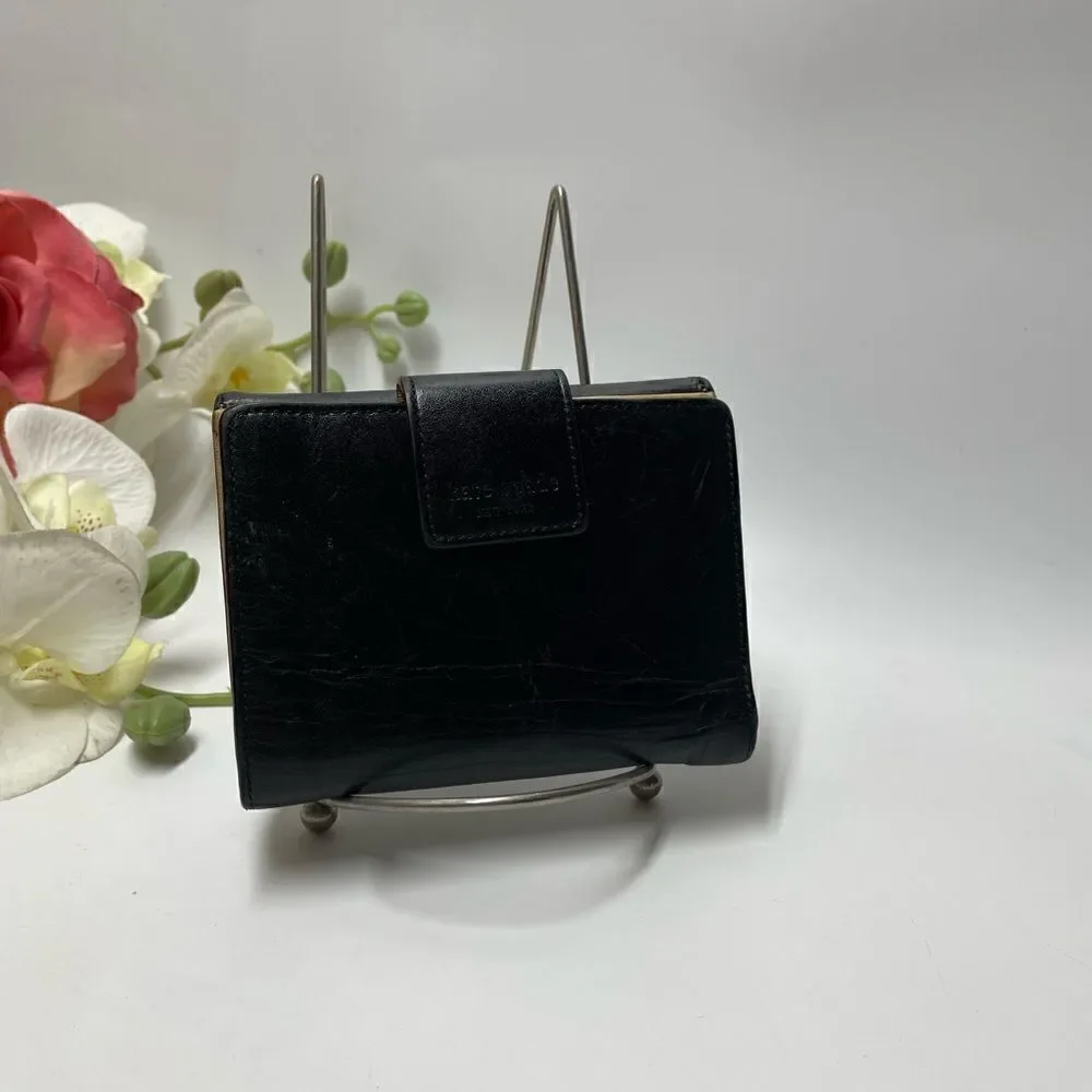 Vintage Kate Spade Leather Compact Wallet Black